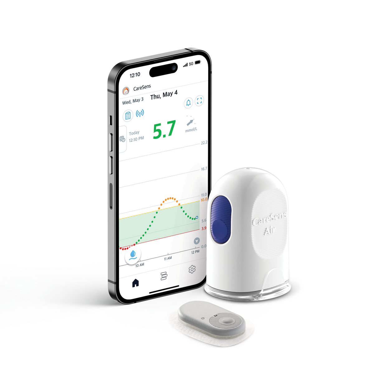 Manage your diabetes, anytime, anywhere with the CareSens Air app.